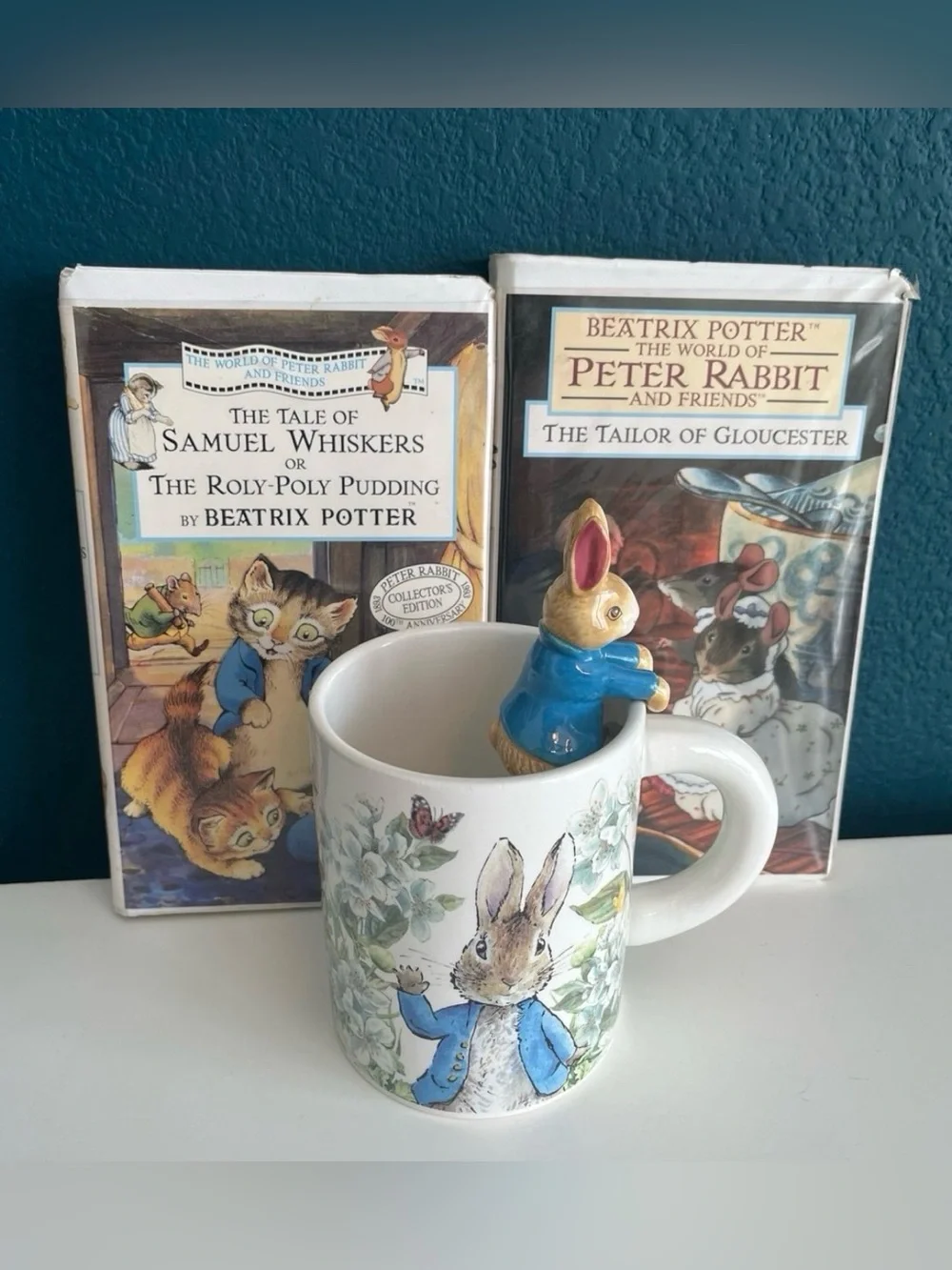 Beatrix Potter Petter Rabbit Samuel Whiskers Mug and 2 VHS Tapes